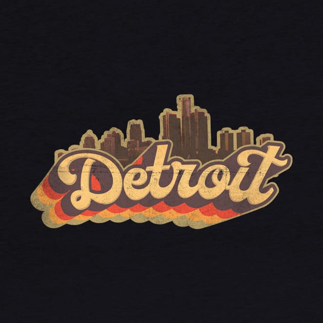 Detroit Skyline Vintage Retro T-Shirt Gift - Detroit Michigan - Detroit Tourist Gift - Detroit Hometown T-Shirt T-Shirt by Happy as I travel